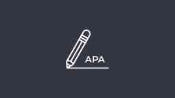 A charcoal background with a cartoon pencil symbol drawing a line and the letters APA appear next to the pencil.