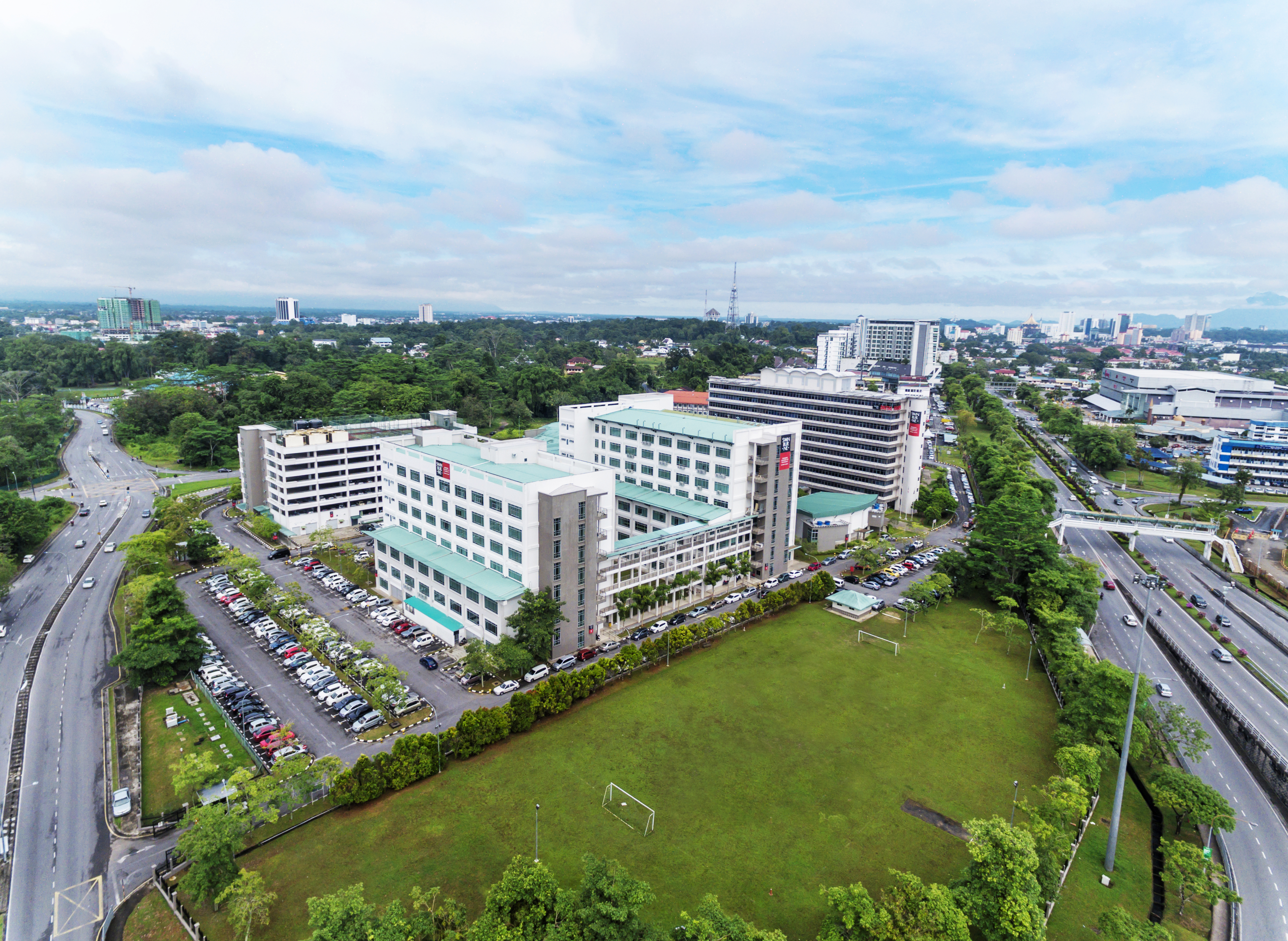 Aerial image of the Swinburne Sarawak campus in Malaysia