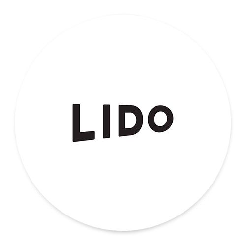 Black stylised text that reads LIDO