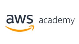 Amazon Web Services Academy logo. Lowercase 'aws' with a yellow curved arrow below that points toward the word 'academy'.